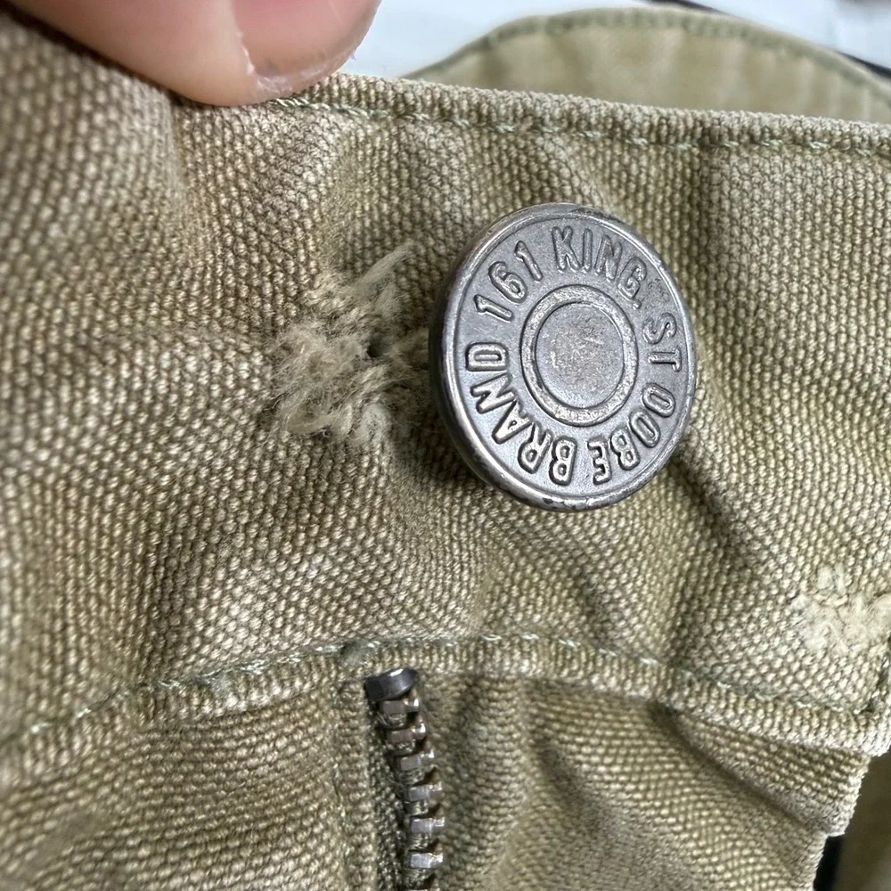 OOBE Brand Straight Leg Pants Mens 34/28.5 Olive Green Khaki Canvas Workwear